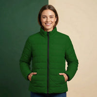 Green Puffer Coat | Vibrant Plain Green Insulated Puffer