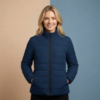 Navy Puffer Coat | Plain Dark Blue Classic Quilted Jacket