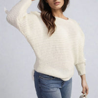 Cut Out Tie Bow Sleeve Detail Chunky Knitted Top
