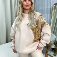 Sequin Detailed Oversized Knitted Jumper