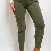 Elastic Waist Button Detail Leggings