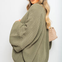 Knitted Balloon Sleeve Cardigan