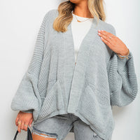 Knitted Balloon Sleeve Cardigan