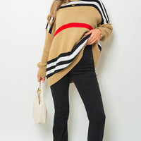 Oversized Striped Long Sleeve Knitted Jumper