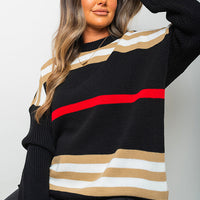 Oversized Striped Long Sleeve Knitted Jumper