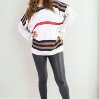 Oversized Striped Long Sleeve Knitted Jumper