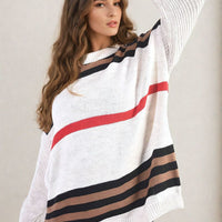 Oversized Striped Long Sleeve Knitted Jumper