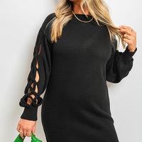 Cable Knit Mini Dress with Cut Out Detail