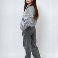 Oversized Hoodie in Pink with Ruched Sleeves and Pouch Pocket
