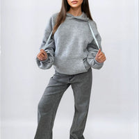 Oversized Hoodie in Pink with Ruched Sleeves and Pouch Pocket