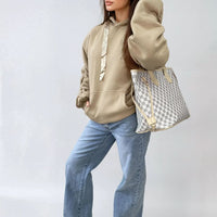 Oversized Hoodie in Pink with Ruched Sleeves and Pouch Pocket