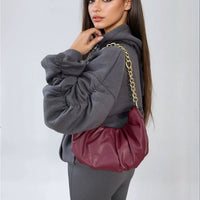Oversized Hoodie in Pink with Ruched Sleeves and Pouch Pocket