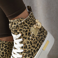 High Top Lace Up Platform Ankle Trainers with Decorative Detail