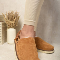 Faux Fur Slingback Closed Toe Sandals