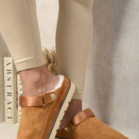 Faux Fur Slingback Closed Toe Sandals