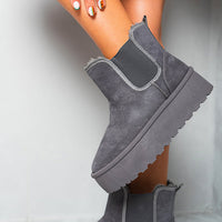 Fluffy Platform Sole Chelsea Faux Fur Lined Ankle Boots
