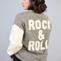 Round Neck Rock & Roll Print Knitted Jumper