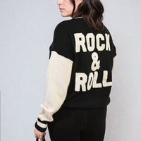 Round Neck Rock & Roll Print Knitted Jumper