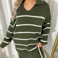 Loose Striped Knitted Top and Trouser Co-ord Set