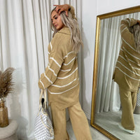 Loose Striped Knitted Top and Trouser Co-ord Set