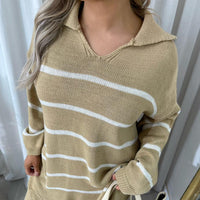 Loose Striped Knitted Top and Trouser Co-ord Set