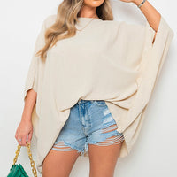 Oversized Batwing Sleeve Casual Tops