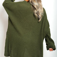 Oversized Jumper in Orange with High Neck and Side Splits