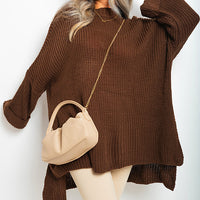 Oversized Jumper in Orange with High Neck and Side Splits