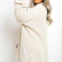 Oversized Jumper in Orange with High Neck and Side Splits