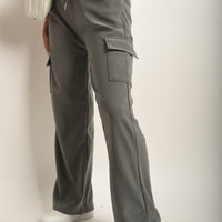 Wide Leg Drawstring Waist Flap Pocket Trouser