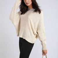Knitted Jumper in Avocado Green with Patterned Back