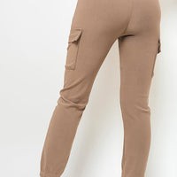 A Cargo Trousers in Mocha with Drawstring Waist and Cuffed Ankles