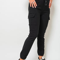 A Cargo Trousers in Mocha with Drawstring Waist and Cuffed Ankles