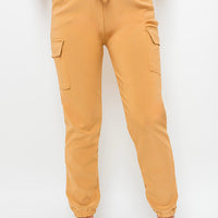 A Cargo Trousers in Mocha with Drawstring Waist and Cuffed Ankles