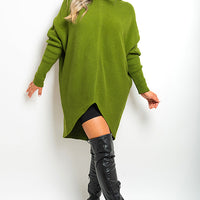Turtle Neck Longline Knitted Jumper