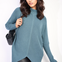 Turtle Neck Longline Knitted Jumper