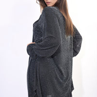 Oversized Satin Ruffle Shirt Dress