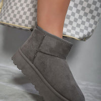 Faux Fur Lined Ankle Platform Mini Boots