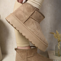 Faux Fur Lined Ankle Platform Mini Boots