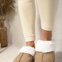 Fuzzy Faux Fur Lined Slip-On Slippers