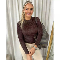 Fitted Long Sleeve Fluffy Knitted Top