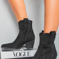 Cowboy Ankle Boots in Camel with Western Stitching