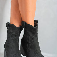Cowboy Ankle Boots in Camel with Western Stitching