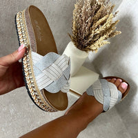 Embellished Strap Braided Chunky Platform Sandals