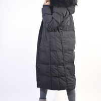 Women's Puffer Coat in Black with Faux Fur Hood
