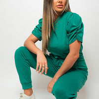 Ruched Sleeve Top & Trousers Co-ord Set