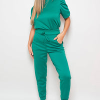 Ruched Sleeve Top & Trousers Co-ord Set
