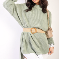 Oversized Jumper in Orange with High Neck and Side Splits