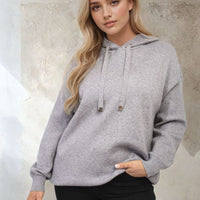 Back Heart Print Knitted Hoodie