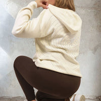 Back Heart Print Knitted Hoodie